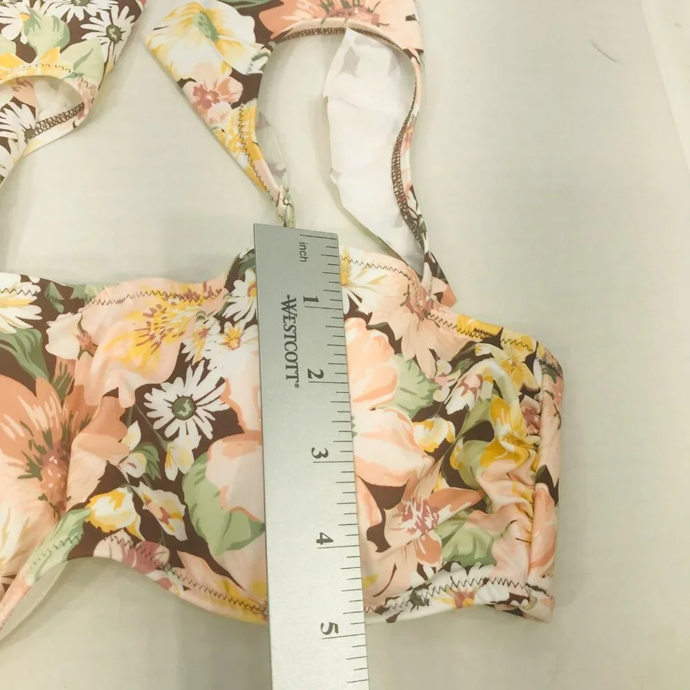Shade And Shore Women's Size 34C Ruffle Strap Bikini Swim Top Cinnamon NWOT